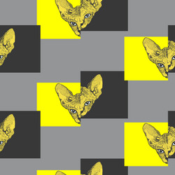 Sphinx cat geometric seamless pattern sketch vector