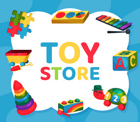 toy store design with colorful plaything vector image