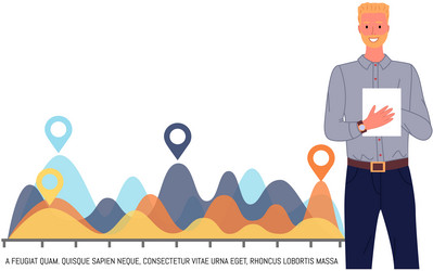 man analyses digital report with data statistical vector image