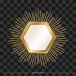 designer hexagonal mirror with golden frame vector image
