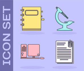 set file document and paper clip notebook vector image