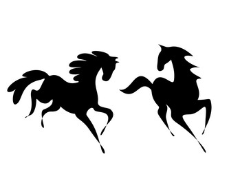 silhouette of galloping horses black icon Vector Image