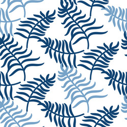 Tropical jungle palm leaves blue color pattern vector