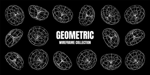 wireframe lined shapes perspective mesh 3d grid vector image