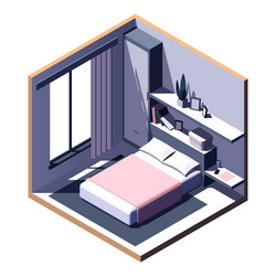 Isometric low poly bed room Royalty Free Vector Image