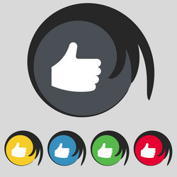 Like thumb up icon sign symbol on five colored vector