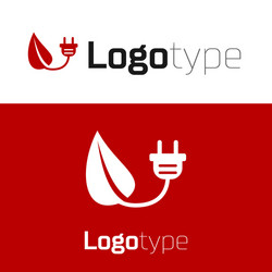 red electric saving plug in leaf icon isolated vector