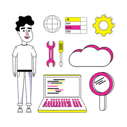 set of coding cartoons vector image