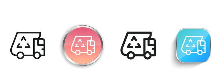 garbage car icon thin linear regular and button vector image