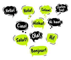 Speech bubble hello in different languages vector