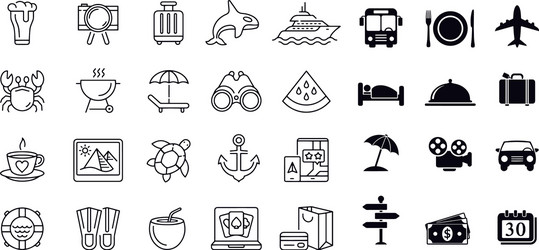 travel and vacation icon set vector