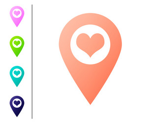coral map pointer with heart icon isolated vector image