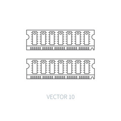 Flat line computer part icon random access vector