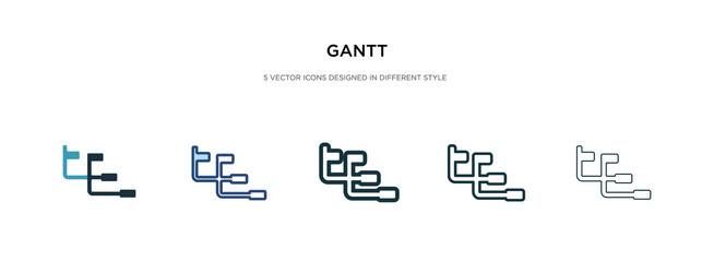 gantt icon in different style two colored vector image
