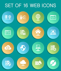 hosting provider web icons on colorful round vector image