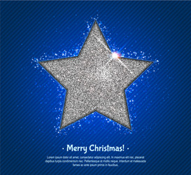 Silver shining star with reflection christmas vector