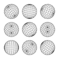 wireframe shapes lined sphere perspective mesh vector image