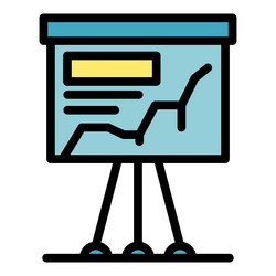 flip chart and graph icon color outline vector image