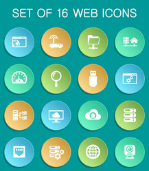 hosting provider web icons on colorful round vector image