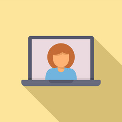 laptop video call icon flat style vector