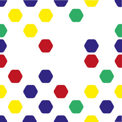 Seamless pattern of colored hexagons on a white vector