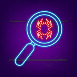 search virus computer in flat style neon icon vector image