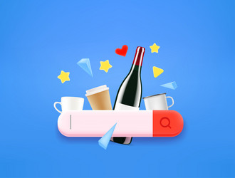 searching for a beverage with search tab 3d style vector