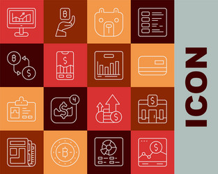 set line website with growth graph bank building vector image