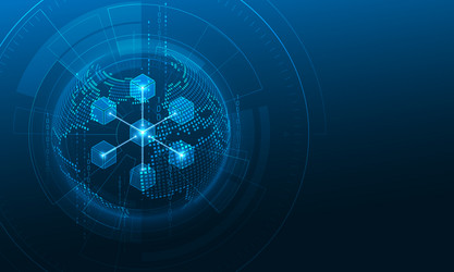 abstract circuit networking blockchain server vector image