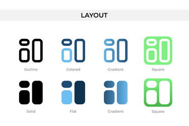 layout icon in different style icons vector image