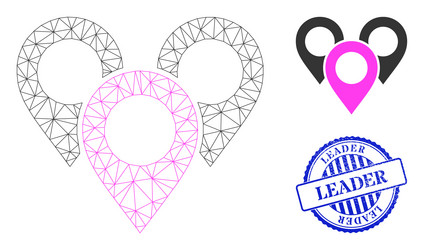 leader textured seal and web net map marker group vector image