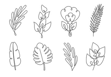 Abstract tropical leaf silhouette one line Vector Image