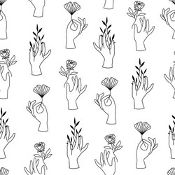 seamless pattern female hands in minimal vector