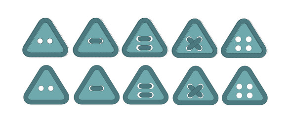 set of blue triangular buttons button with two vector image