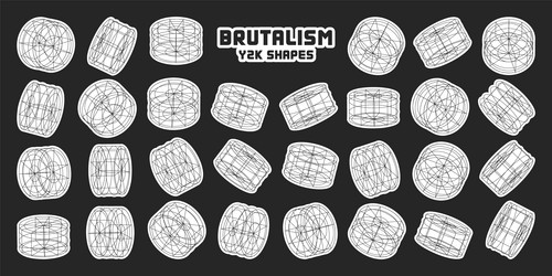 wireframe lined shapes perspective mesh 3d grid vector image