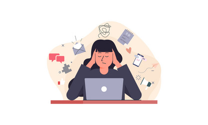 Information overload and multitasking problems vector