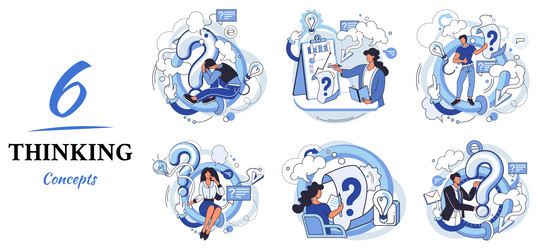 problem solving concept man wondering or thinking vector image