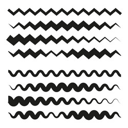 zigzag and wave lines geometric pattern set vector image