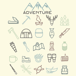 adventure web icons set flat design vector image