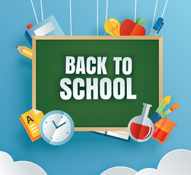 back to school banner with education items Vector Image