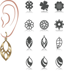 Earring shape template black shadow of earrings Vector Image