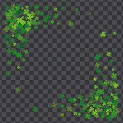 frame or border of random scatter clover leaves vector image