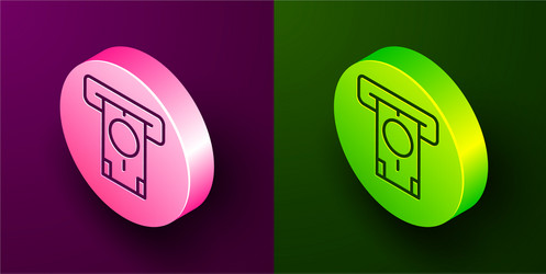 isometric line atm - automated teller machine vector image