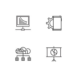 data analytics linear icons set simple outline vector image
