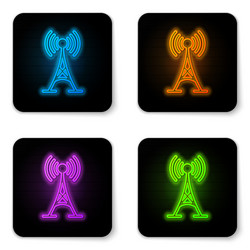 Glowing neon antenna icon isolated on white vector