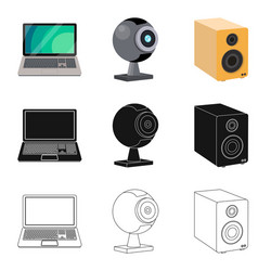 isolated object of laptop and device icon set vector image