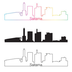 Saitama skyline linear style with rainbow vector