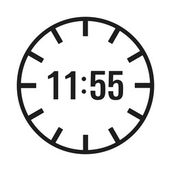 minimalist clock at 1155 - countdown timer icon vector image