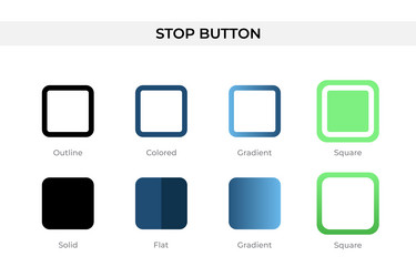 stop button icon in different style vector image