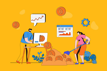 cryptocurrency mining web concept in flat 2d vector image